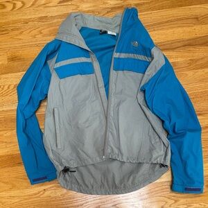 Vintage packable Blue and Gray Hooded Jacket windbreaker
